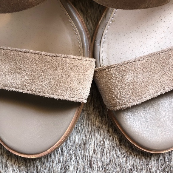 Hinge tan genuine suede block heel open toe sandal w ankle details zip back 6 - Picture 8 of 8